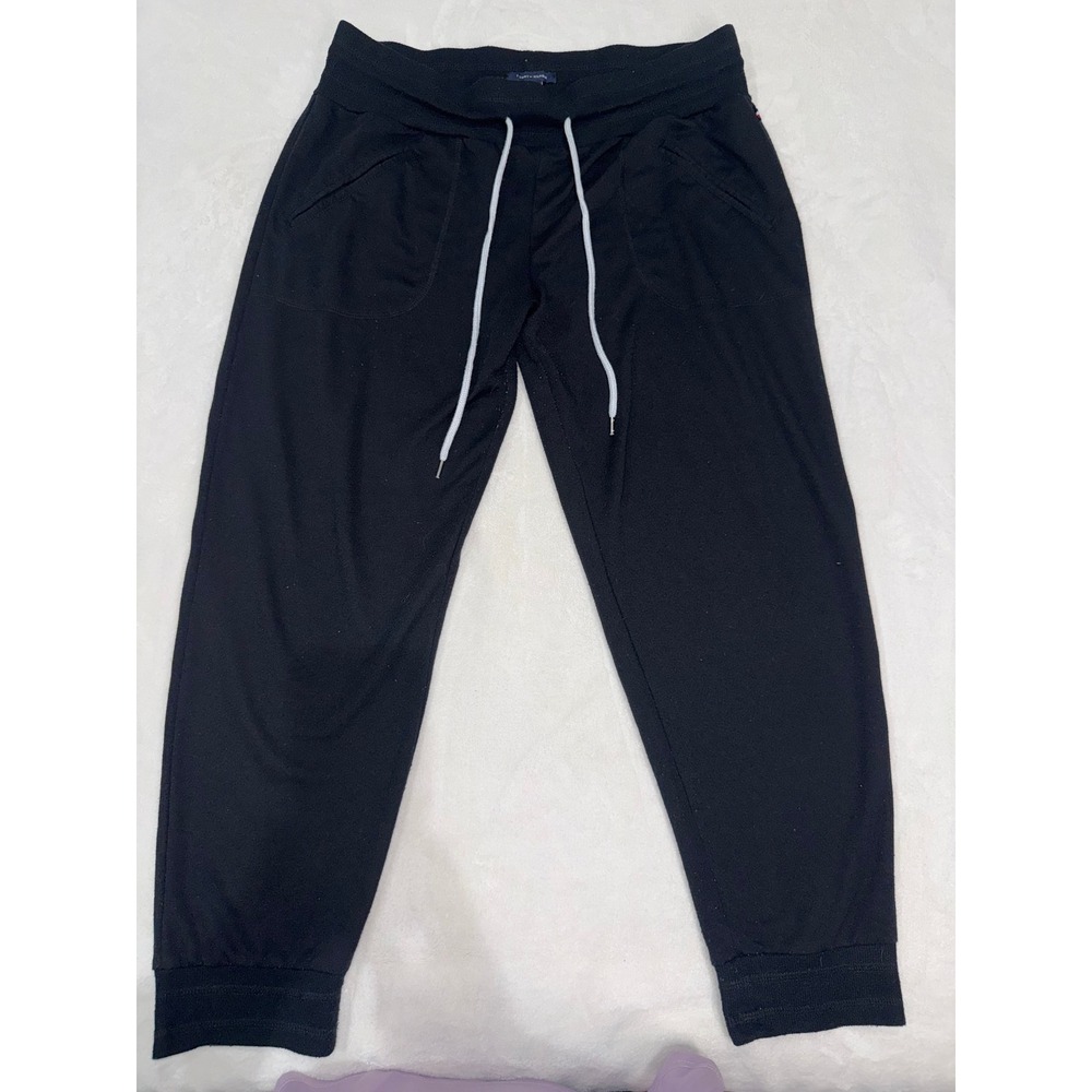 Tommy Hilfiger Mens Black Knit Jogger Pants Drawstring Loungewear Size Large